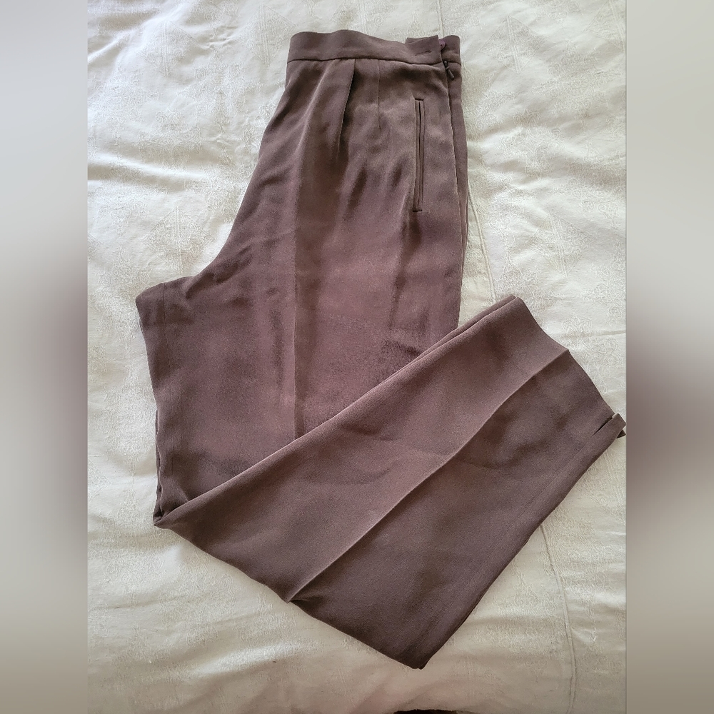 Size 14 100% Silk pants Brown